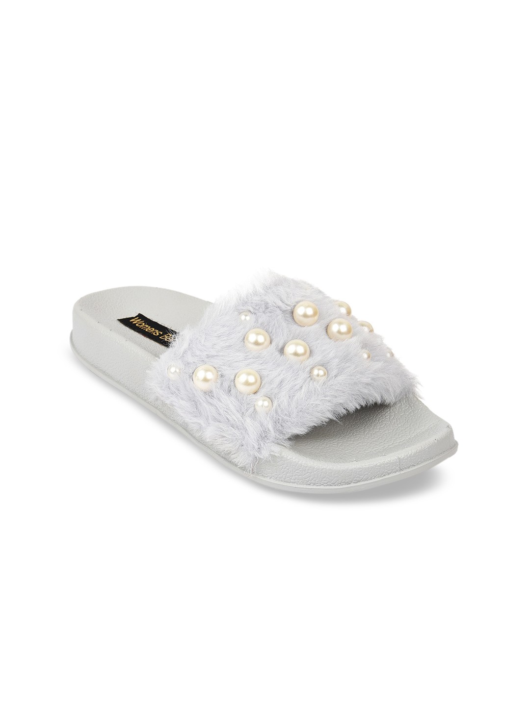 

WOMENS BERRY Women Grey Embellished Open Toe Flats