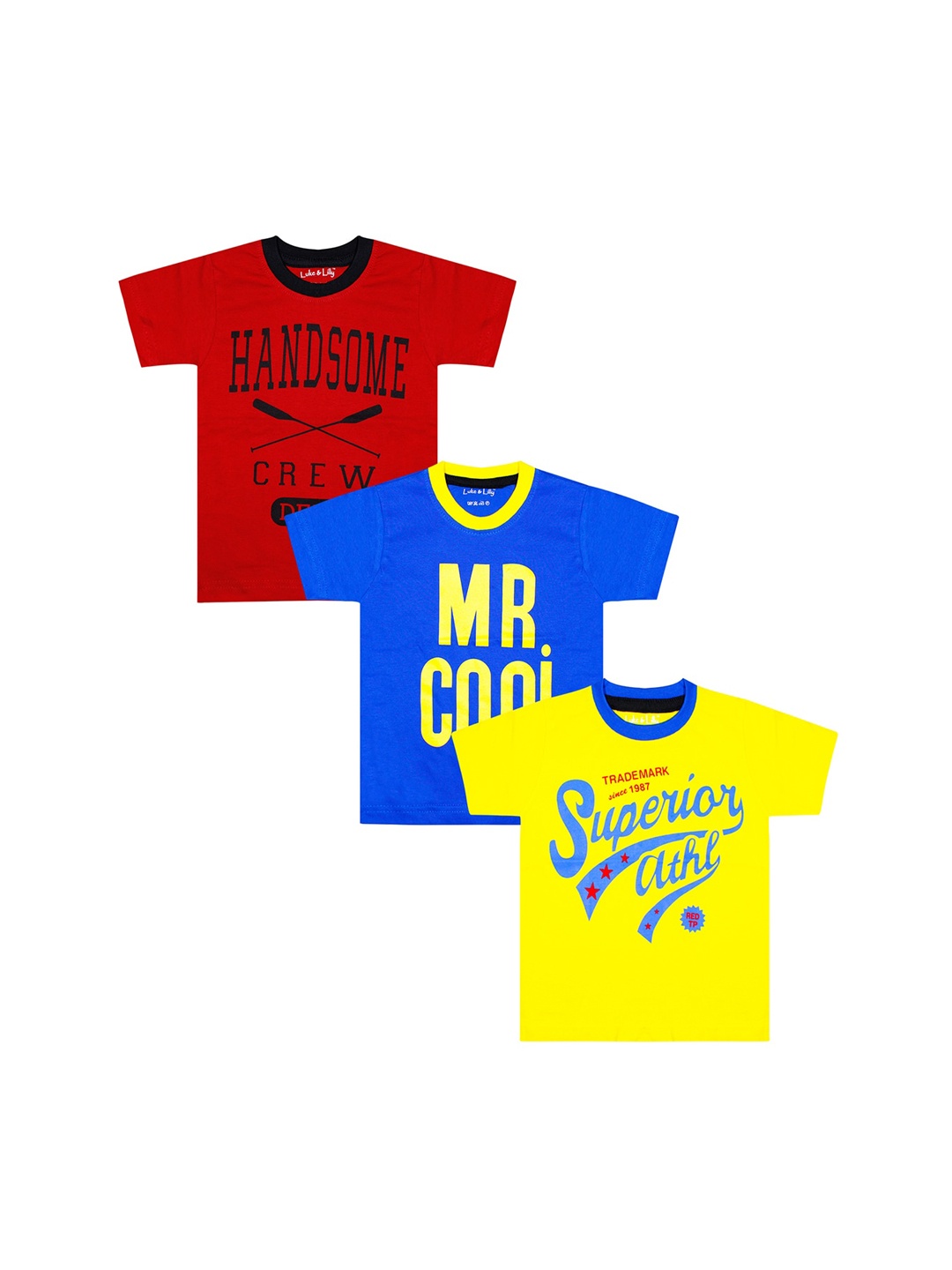 

Luke & Lilly Boys Pack Of 3 Printed Round Neck T-shirts, Red