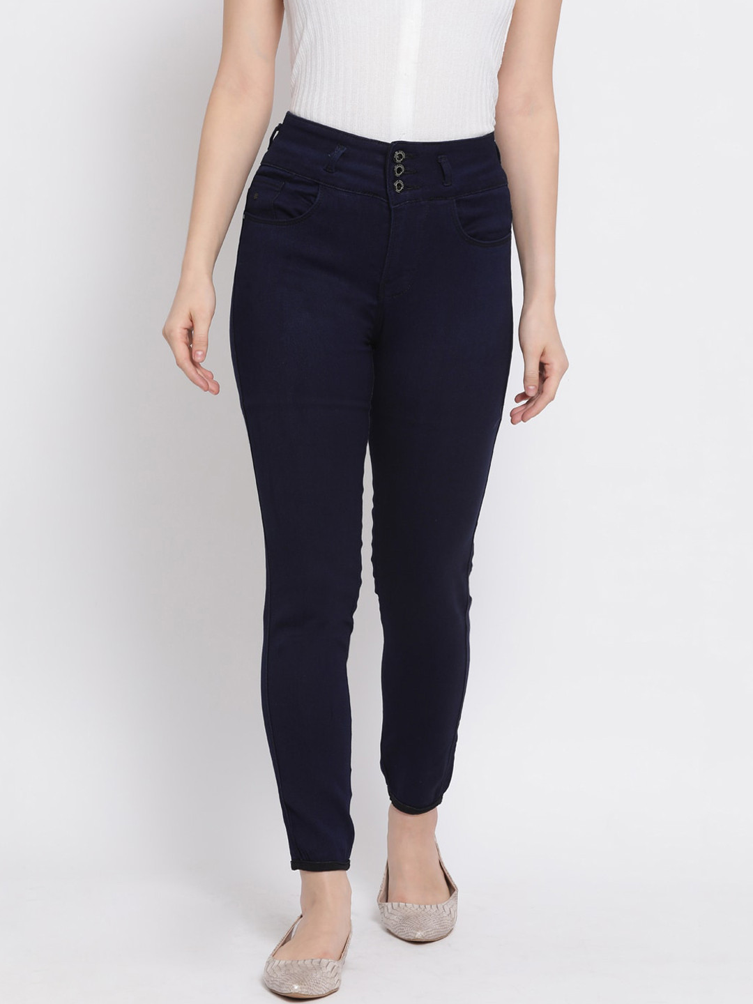 

Code 61 Women Navy Blue Skinny Fit High-Rise Clean Look Stretchable Jeans