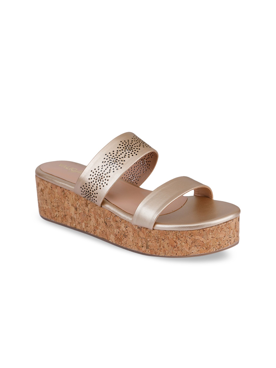 

VALIOSAA Women Gold-Toned Solid Flatform Heels