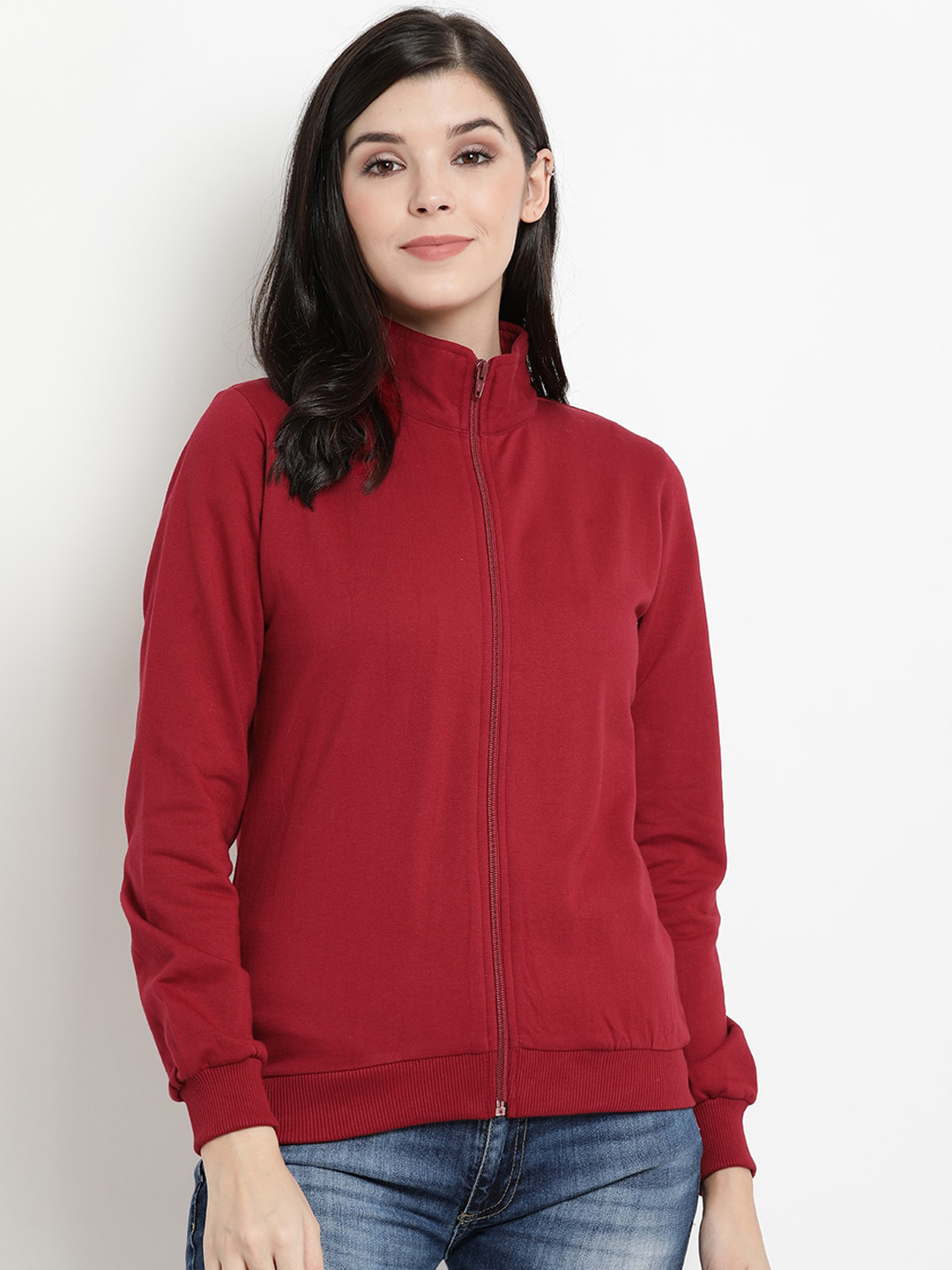 

The Vanca Women Maroon Solid Sweatshirt