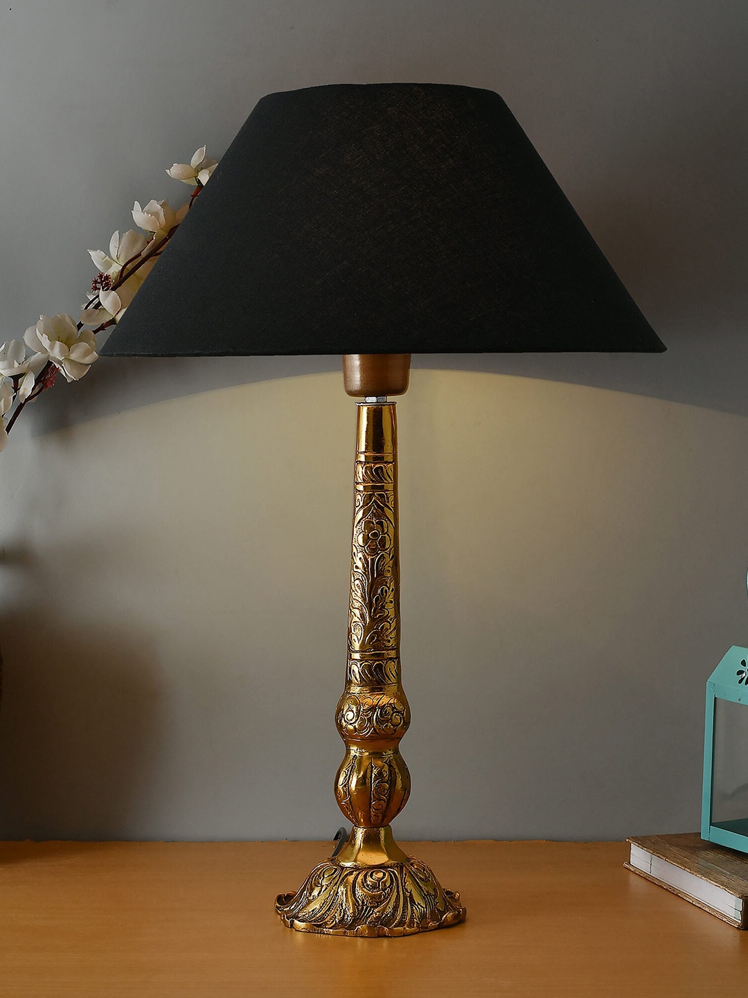 

Homesake Gold-Toned & Black Solid Contemporary Bedside Standard Table Lamp