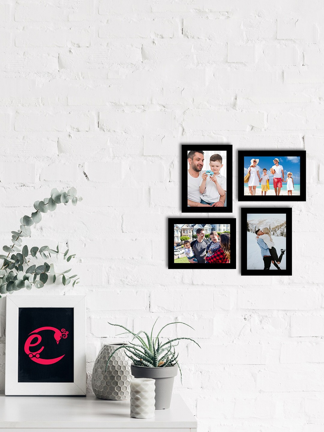 

eCraftIndia Set Of 4 Black Solid Memory Wall Collage Photo Frames