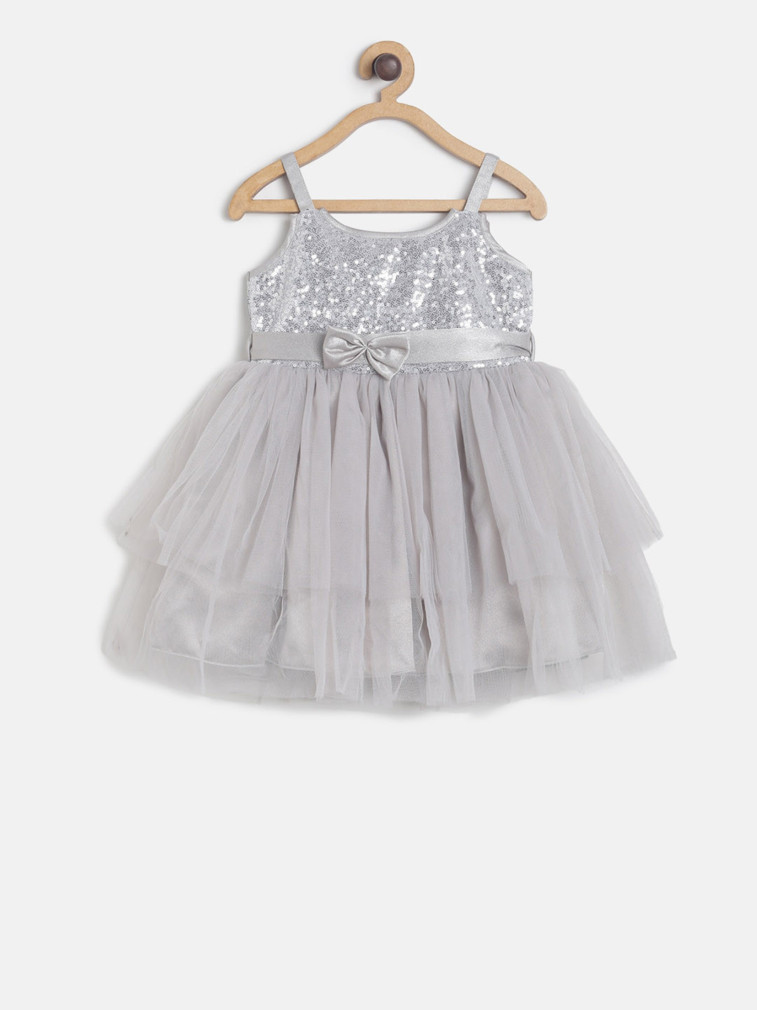 

TALES & STORIES Girls Grey Embellished Fit and Flare Dress