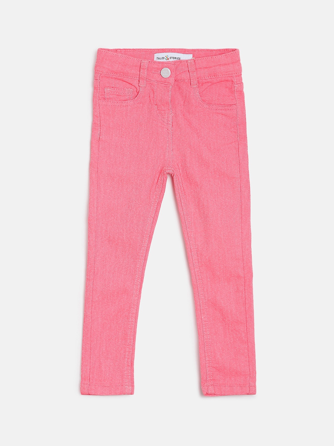 

TALES & STORIES Infant Girls Pink Slim Fit Mid-Rise Clean Look Jeans