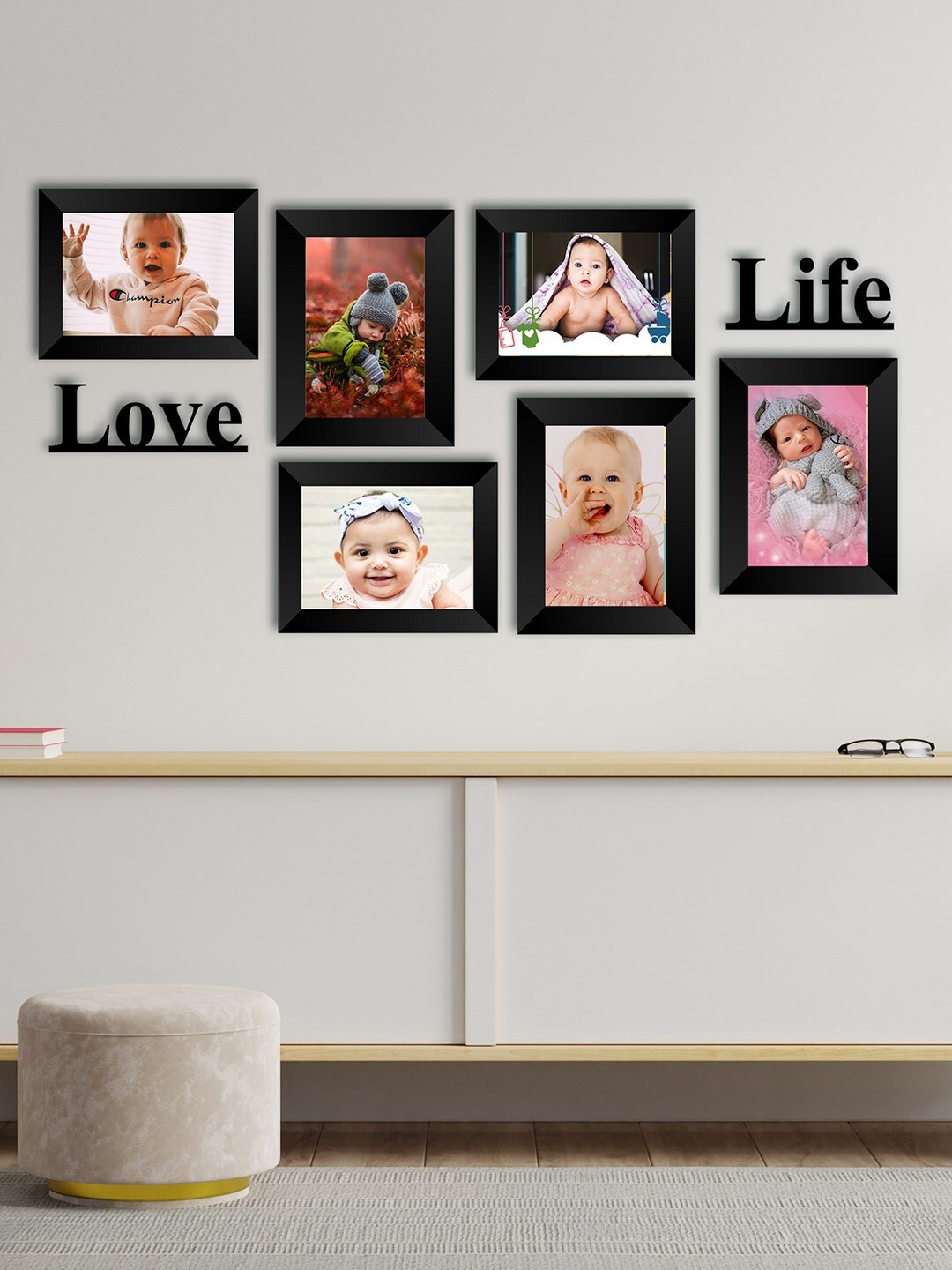 

eCraftIndia Set Of 6 Black Solid Memory Wall Collage Photo Frames