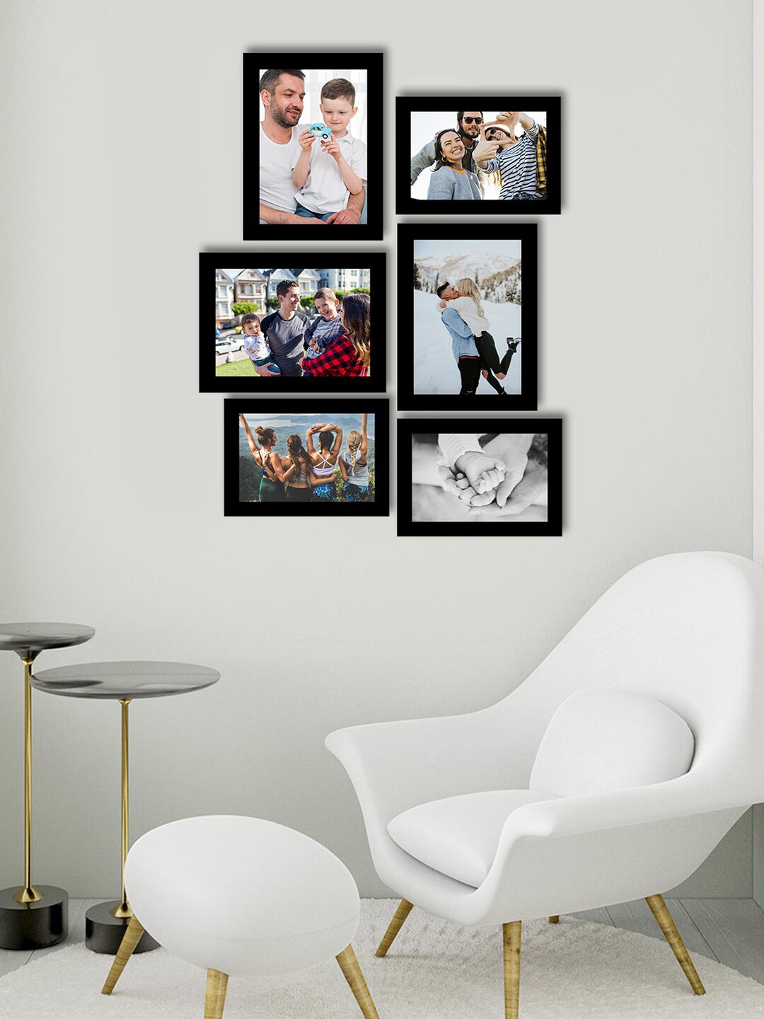 

eCraftIndia Set Of 6 Black Solid Memory Wall Collage Photo Frames