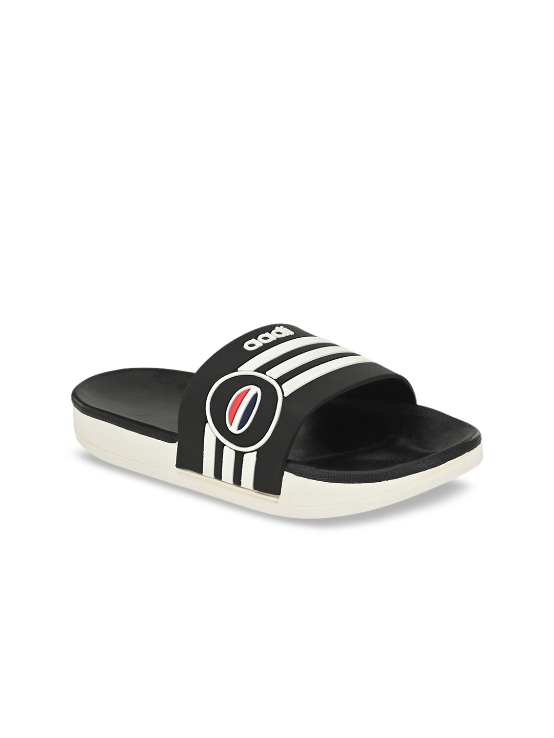 

aadi Men Black Striped Sliders