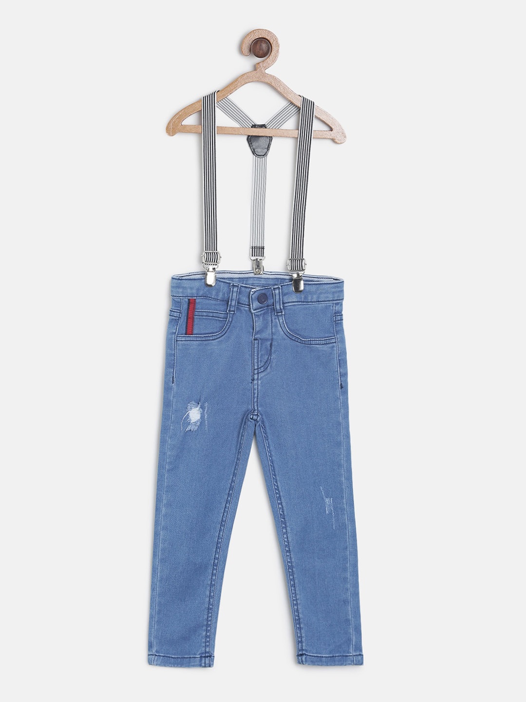 

TALES & STORIES Boys Blue Slim Fit Mid-Rise Mildly Distressed Jeans