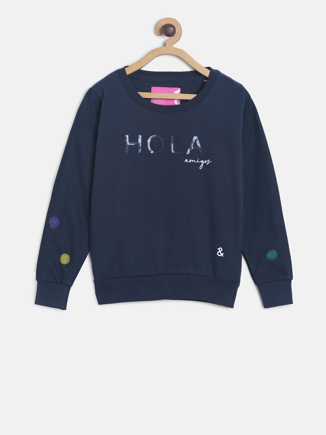 

TALES & STORIES Girls Navy Blue Solid Sweatshirt