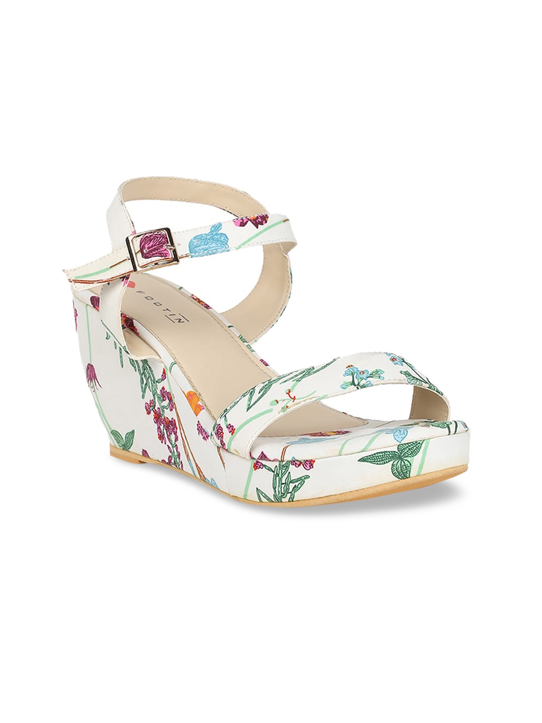 

Footin Women White & Green Printed Sandals
