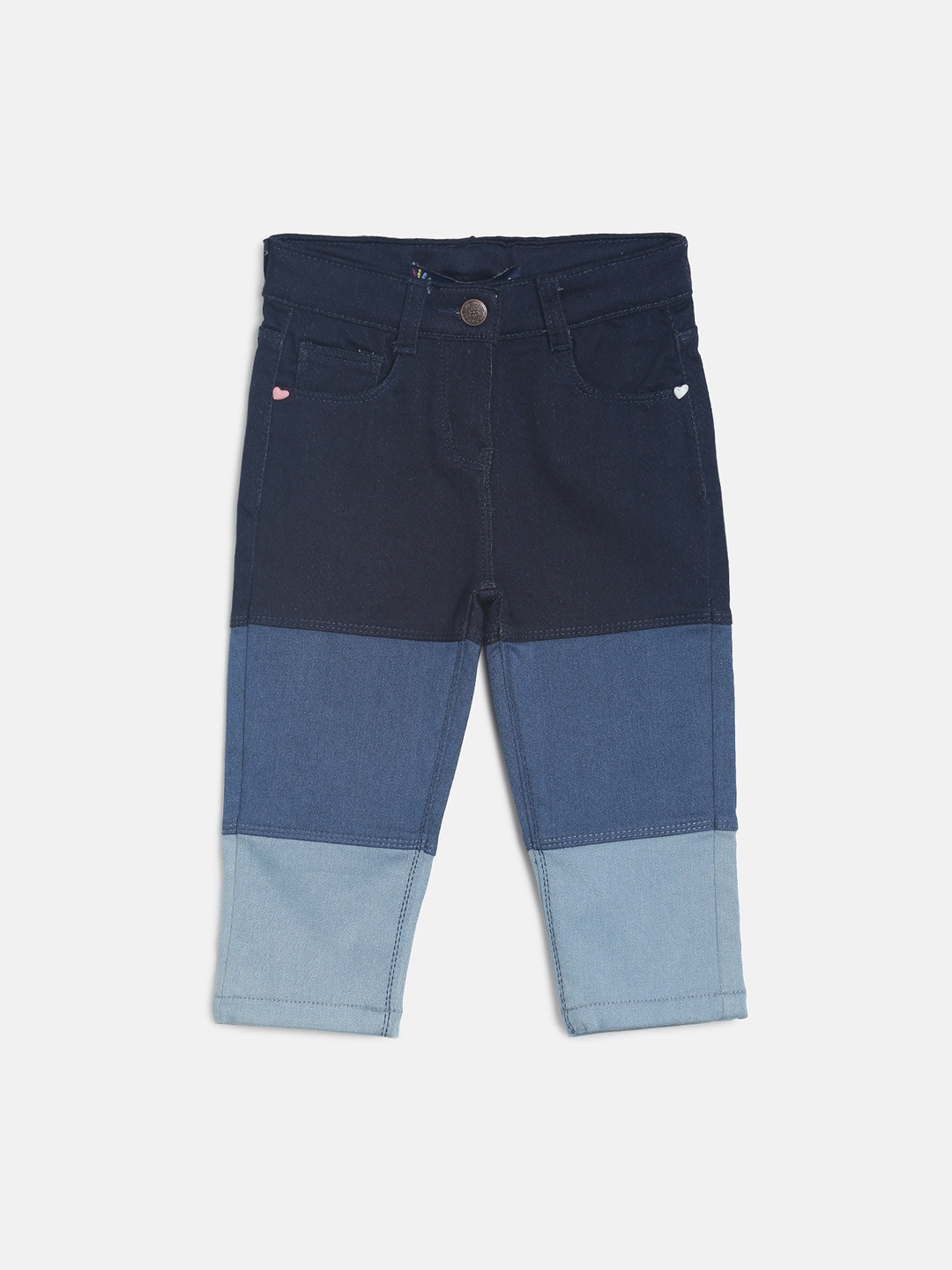 

TALES & STORIES Girls Blue Colourblocked Regular Fit Capris