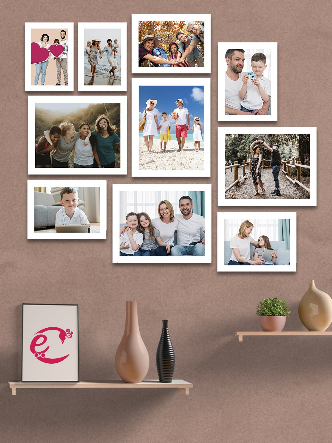 

eCraftIndia Set of 10 White Solid Memory Wall Collage Photo Frame