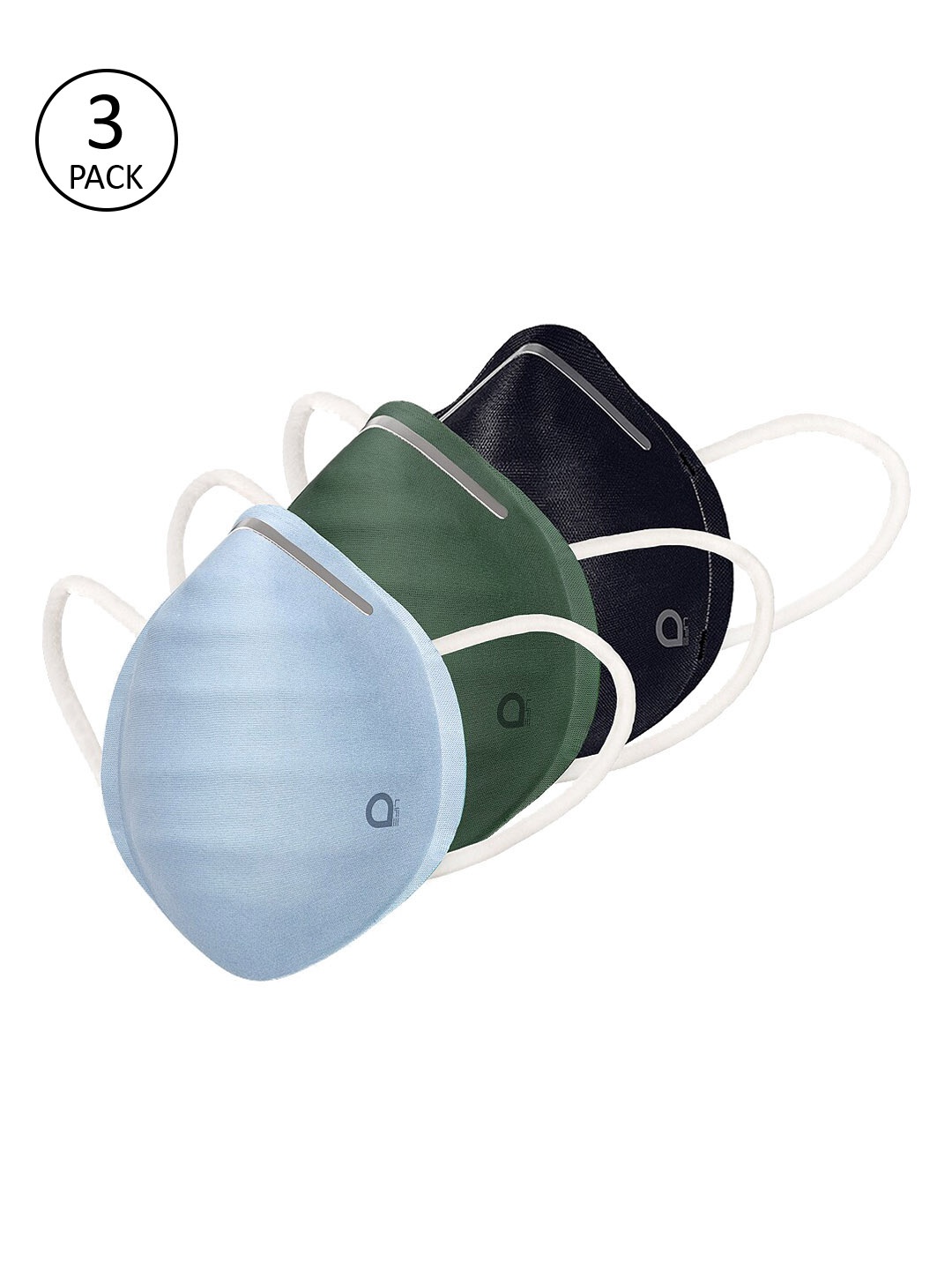 

Amante Unisex Pack of 3 Reusable Countoured Masks, Black