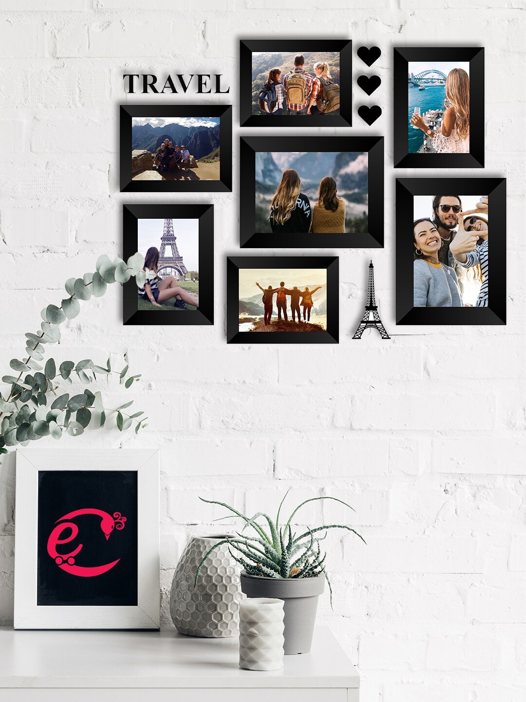 

eCraftIndia Set of 7 Memory Wall Collage Photo Frames, Black