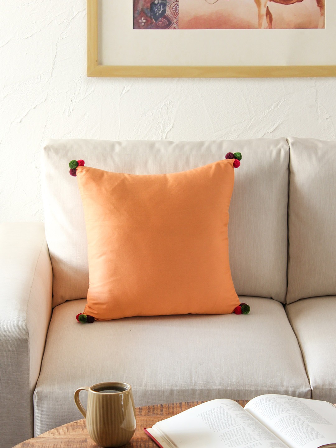 

House This Orange Single Solid Square Cushion Covers