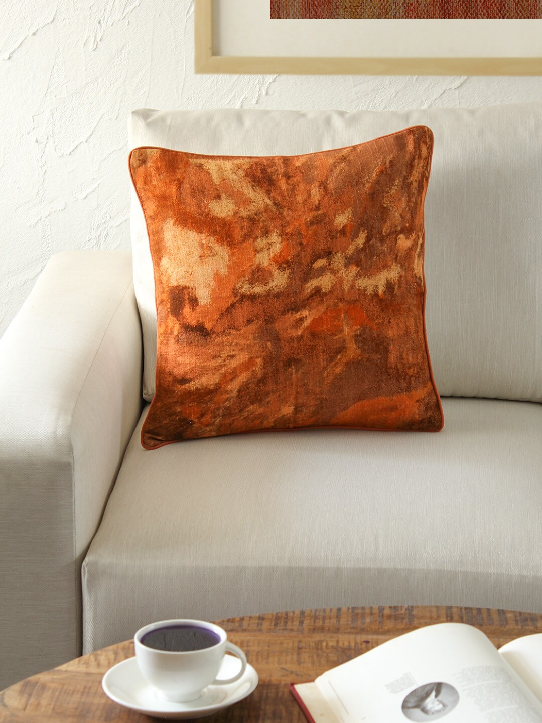 

House This Rust Orange Single Abstract Square Cushion Covers