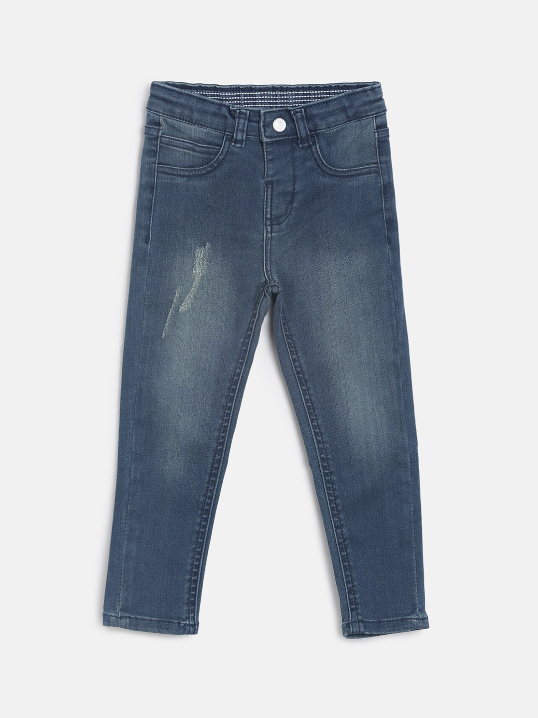 

TALES & STORIES Boys Blue Slim Fit Mid-Rise Low Distress Jeans