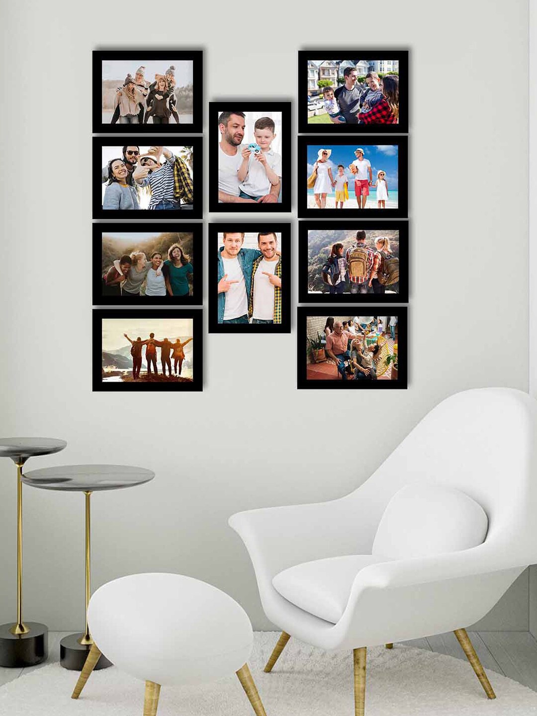 

eCraftIndia Set Of 10 Black Solid Memory Wall Collage Photo Frames