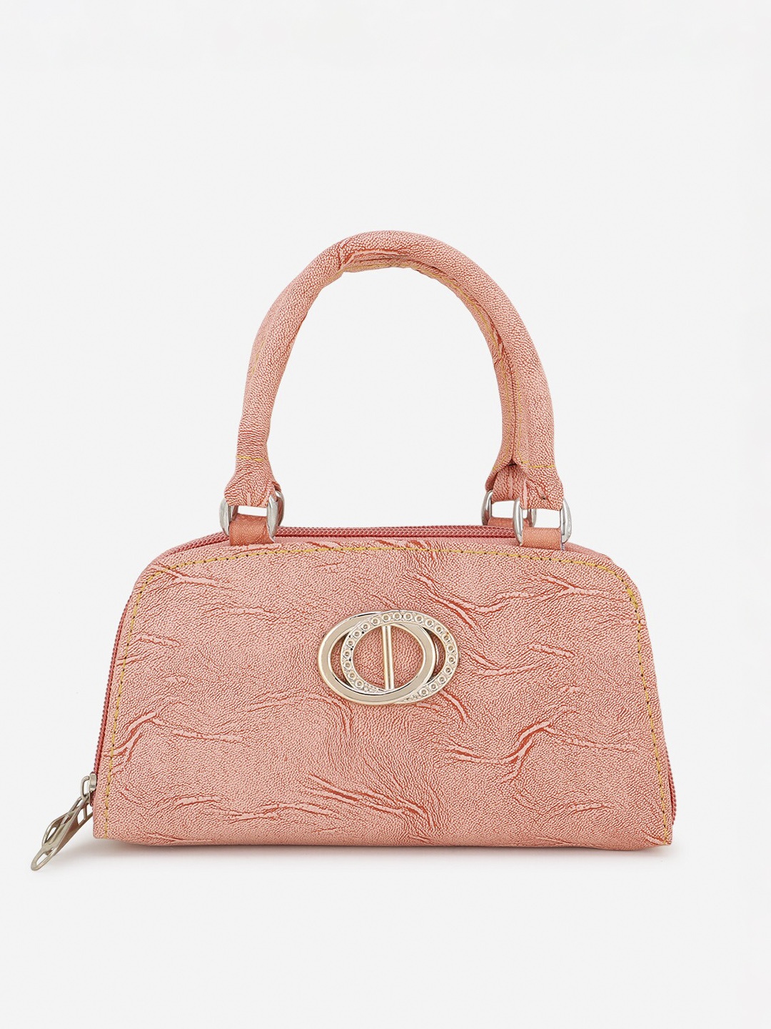 

Element Cart Peach-Coloured Embellished Clutch