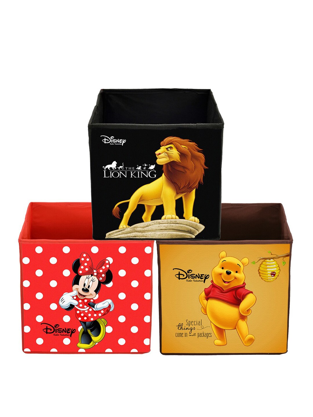 

Kuber Industries Set Of 3 Disney Printed Non-Woven Foldable Storage Boxes, Black