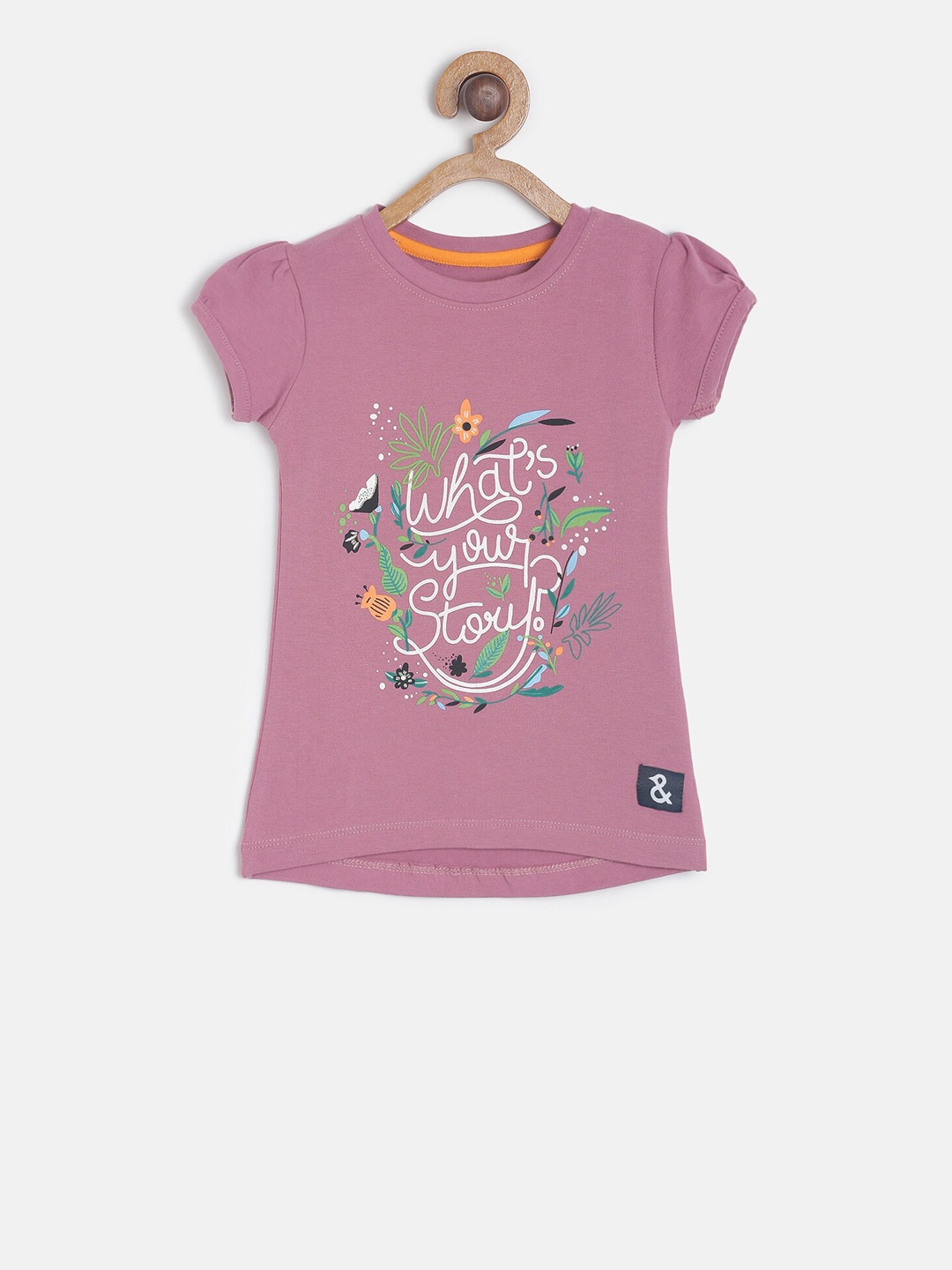 TALES & STORIES Girls Pink Printed Round Neck T-shirt