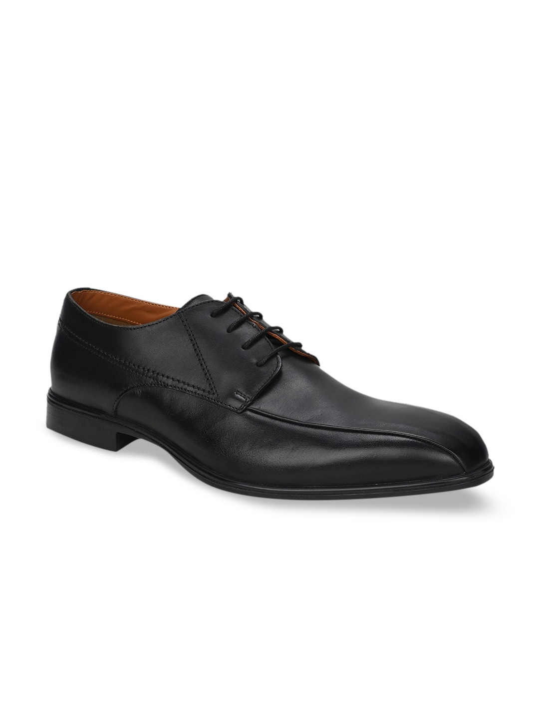 

ALDO Men Black Solid Leather Formal Derbys
