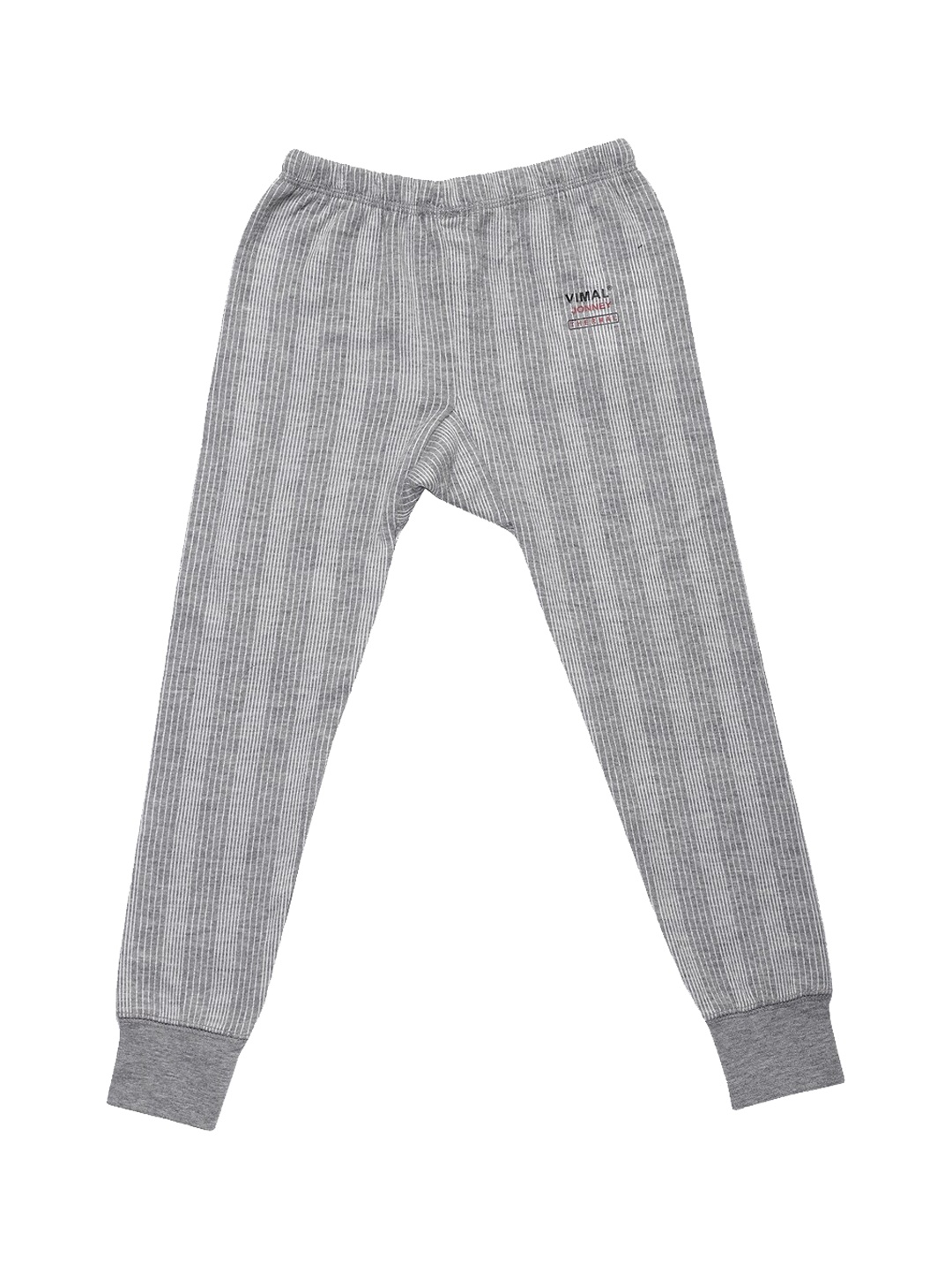 

VIMAL JONNEY Kids Grey Melange Striped Thermal Bottom