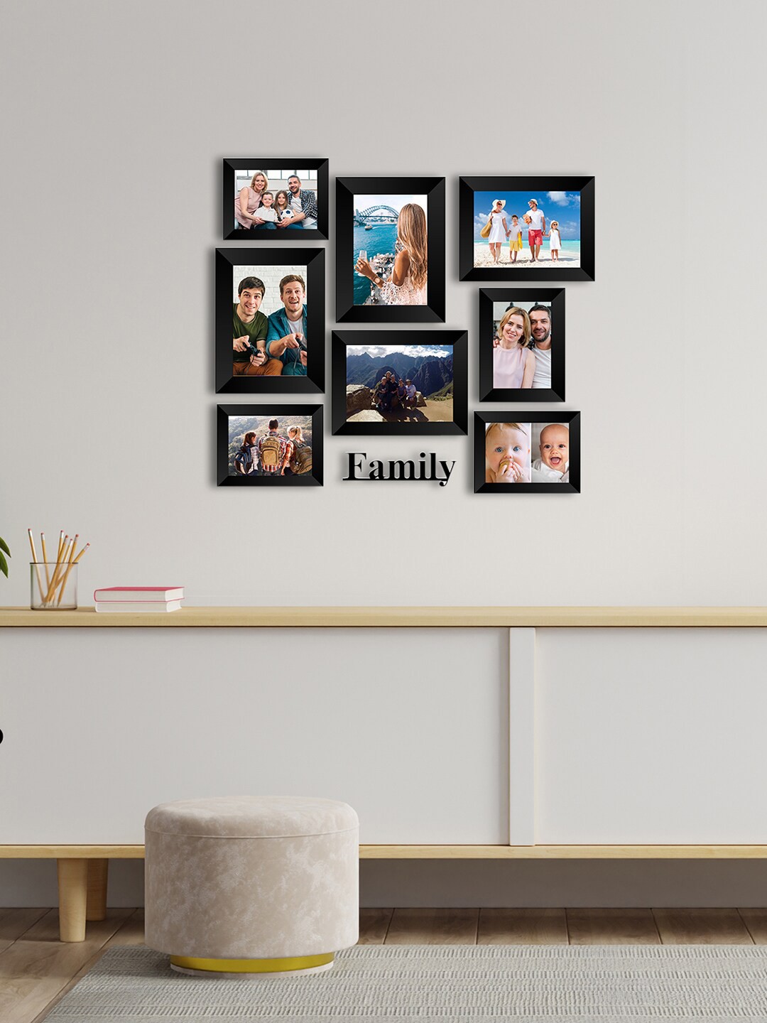 

eCraftIndia Set of 8 Black Solid Memory Wall Collage Photo Frames