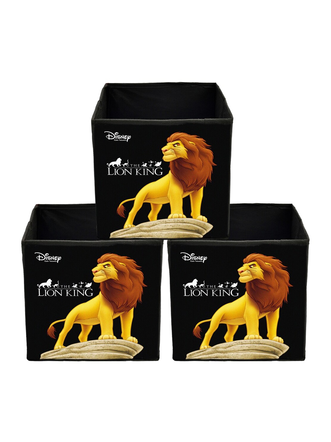 

Kuber Industries Set Of 3 Disney Printed Foldable Large Size Multi-Utility Storage Cubes With Handle, Black