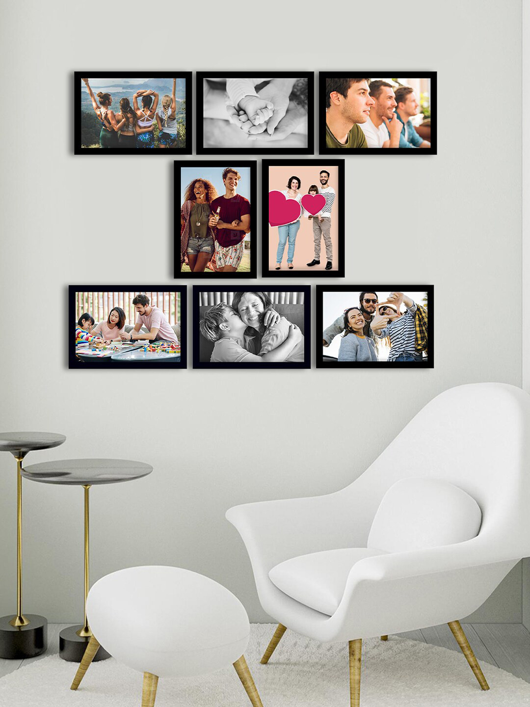 

eCraftIndia Set of 8 Black Solid Memory Wall Collage Photo Frames