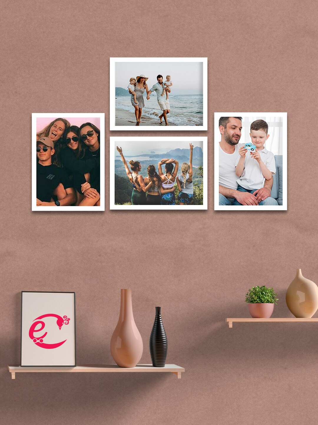

eCraftIndia Set Of 4 White Solid Memory Wall Collage Photo Frames