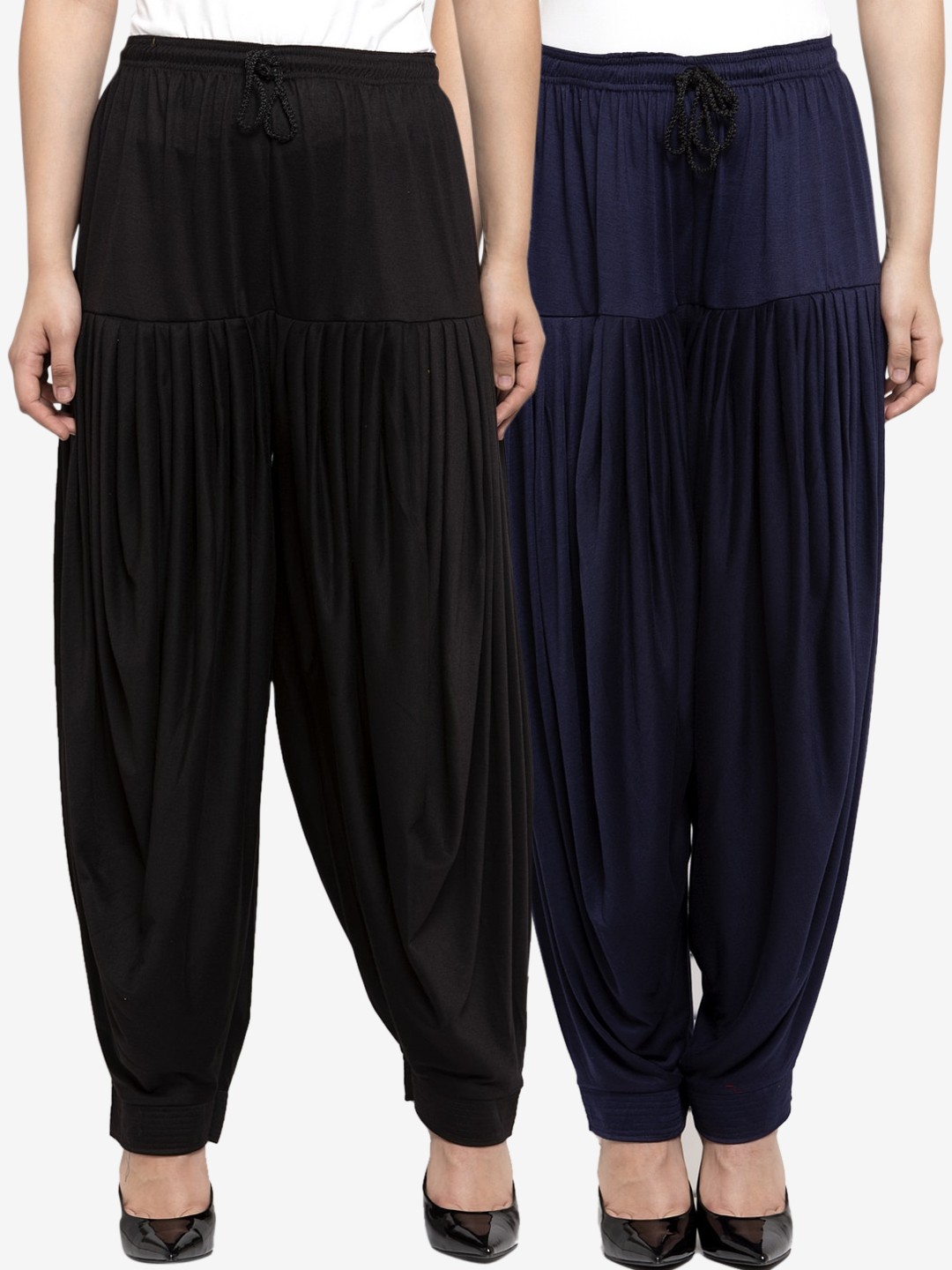 

GRACIT Women Pack Of 2 Solid Patiala, Black