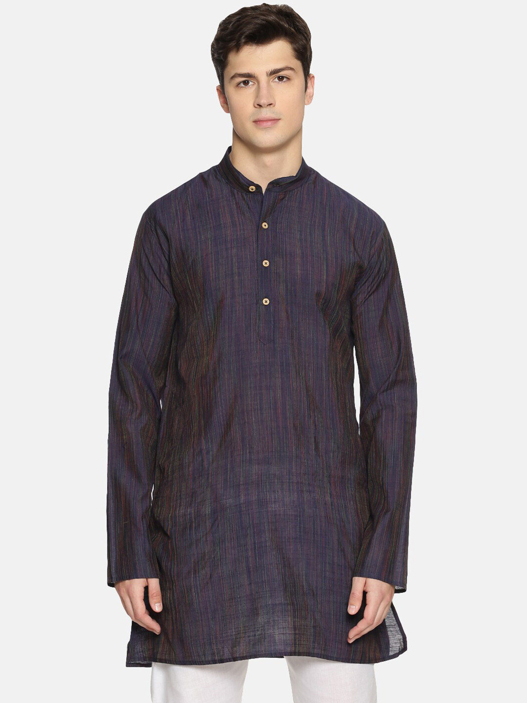 

TATTVA Men Purple Solid Straight Kurta