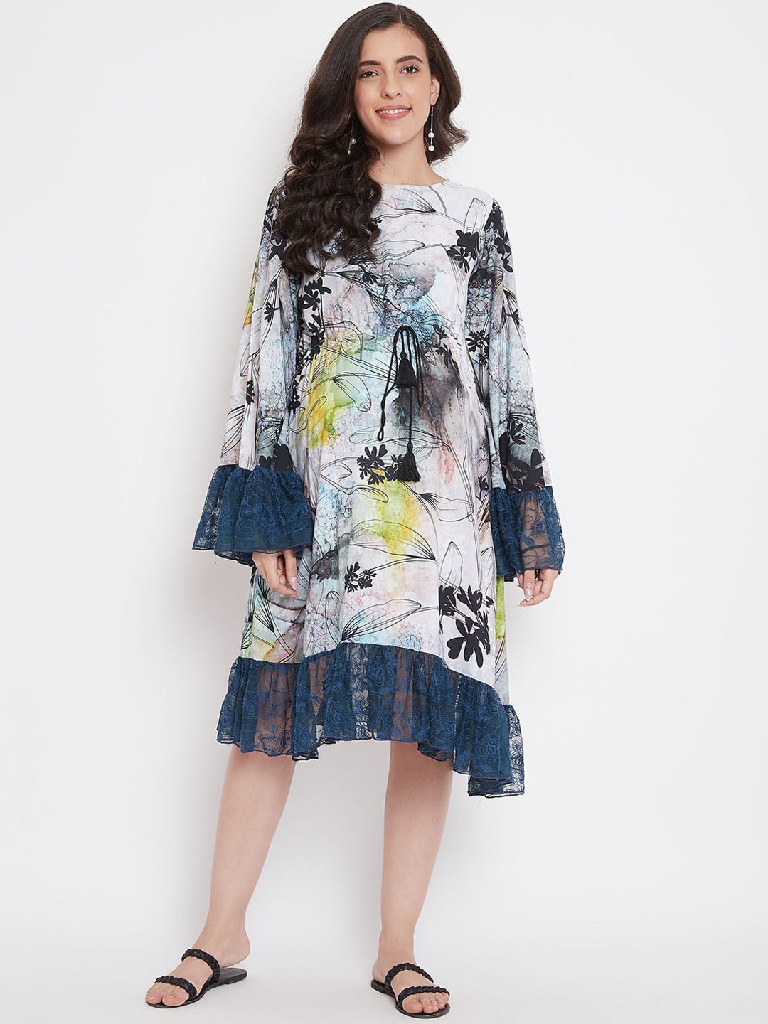 

The Kaftan Company Women Grey Floral Print Maternity A-Line Dress