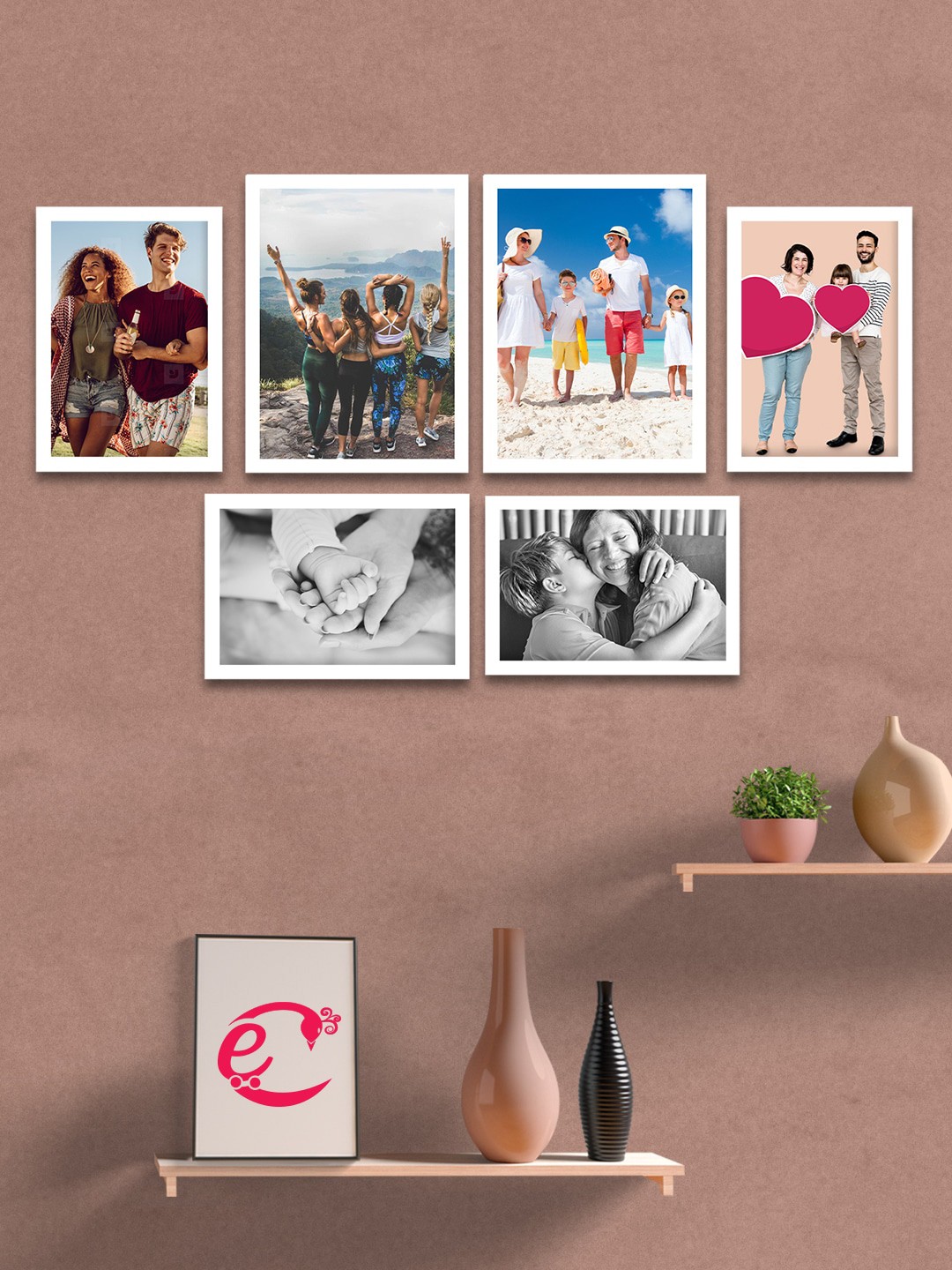 

eCraftIndia Set Of 6 White Solid Memory Wall Collage Photo Frames