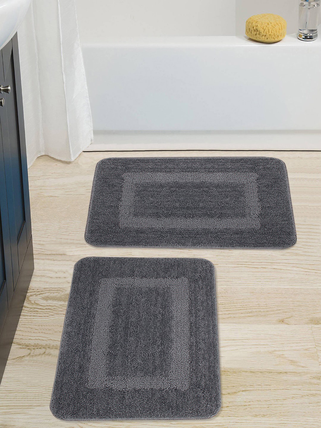 

Saral Home Set of 2 Microfibre Anti-Skid Bath Mats, Grey