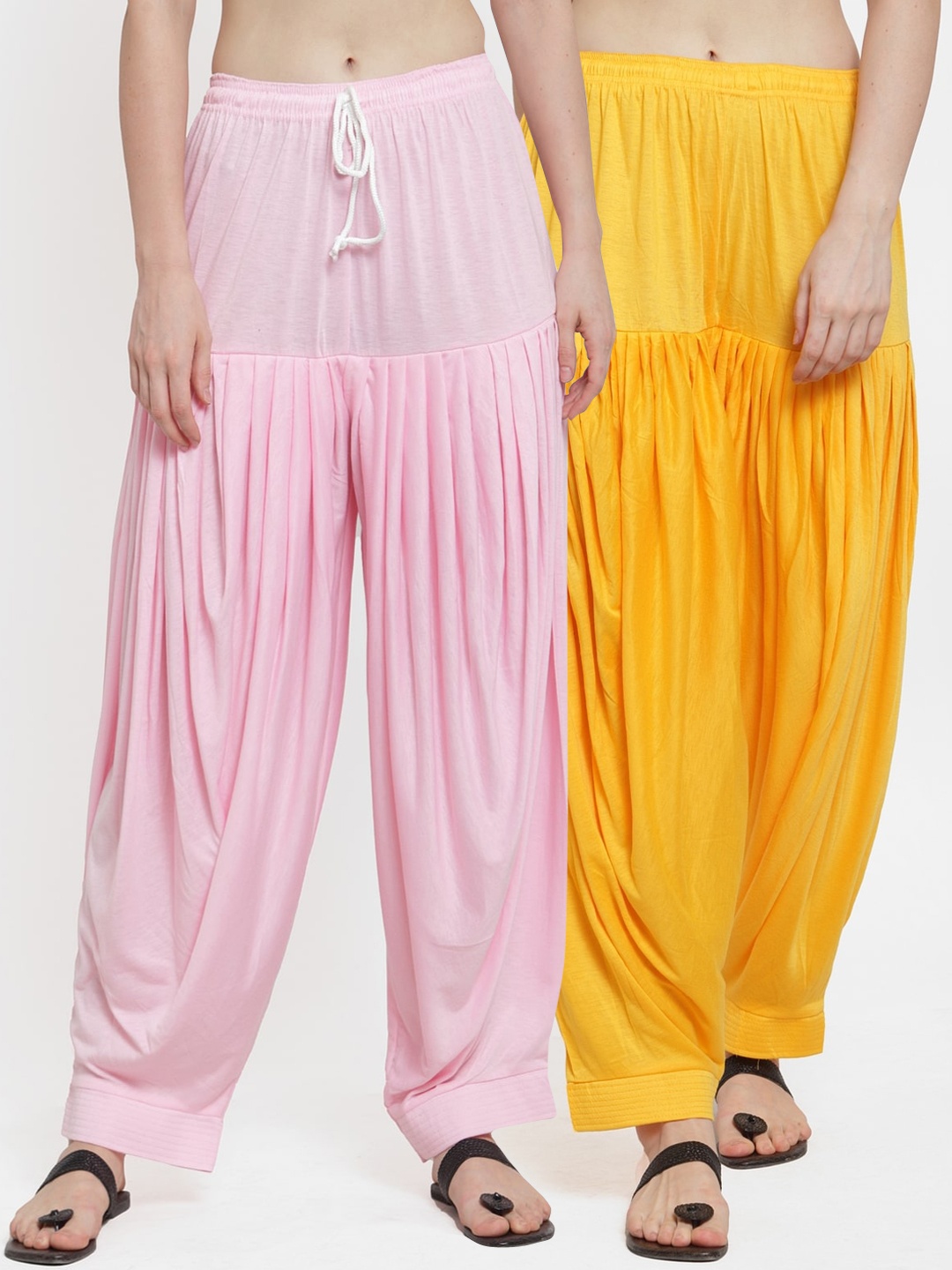 

GRACIT Women Pack Of 2 Solid Patiala, Yellow