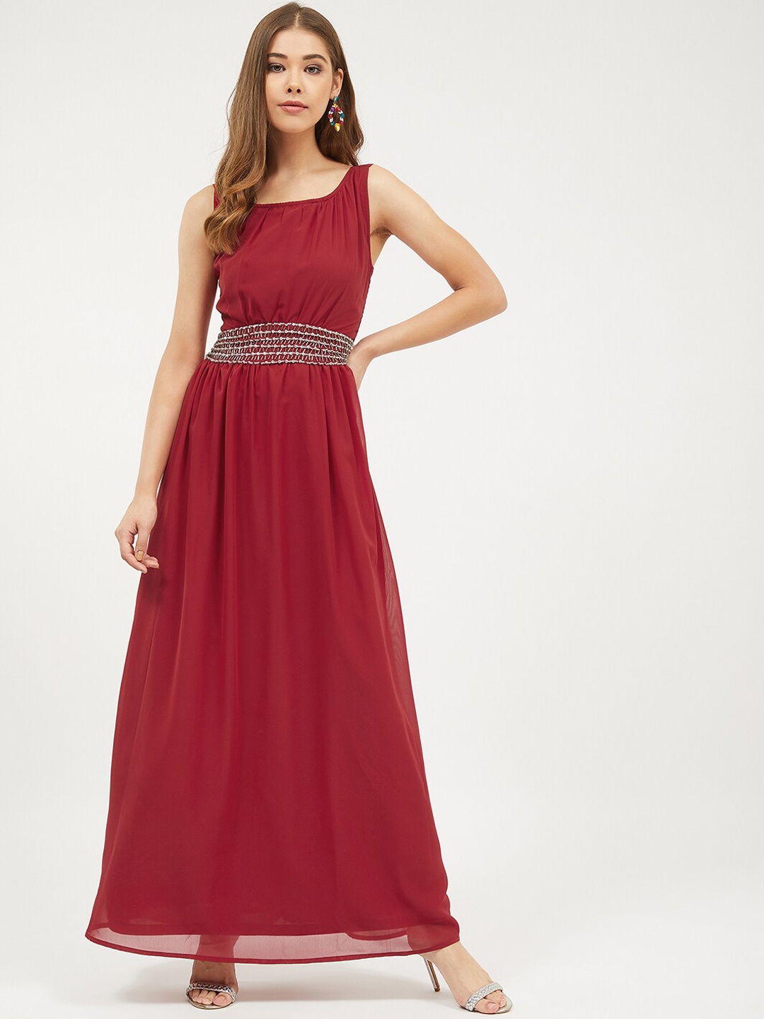 

Harpa Women Maroon Solid Maxi Dress