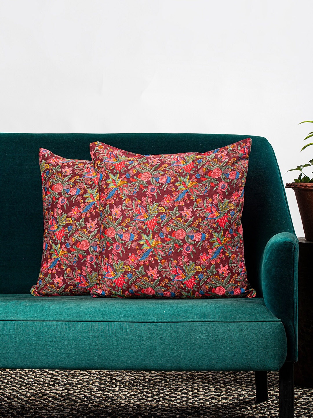 

Contrast Living Multicoloured Set of 2 Floral Square Cushion Covers, Multi