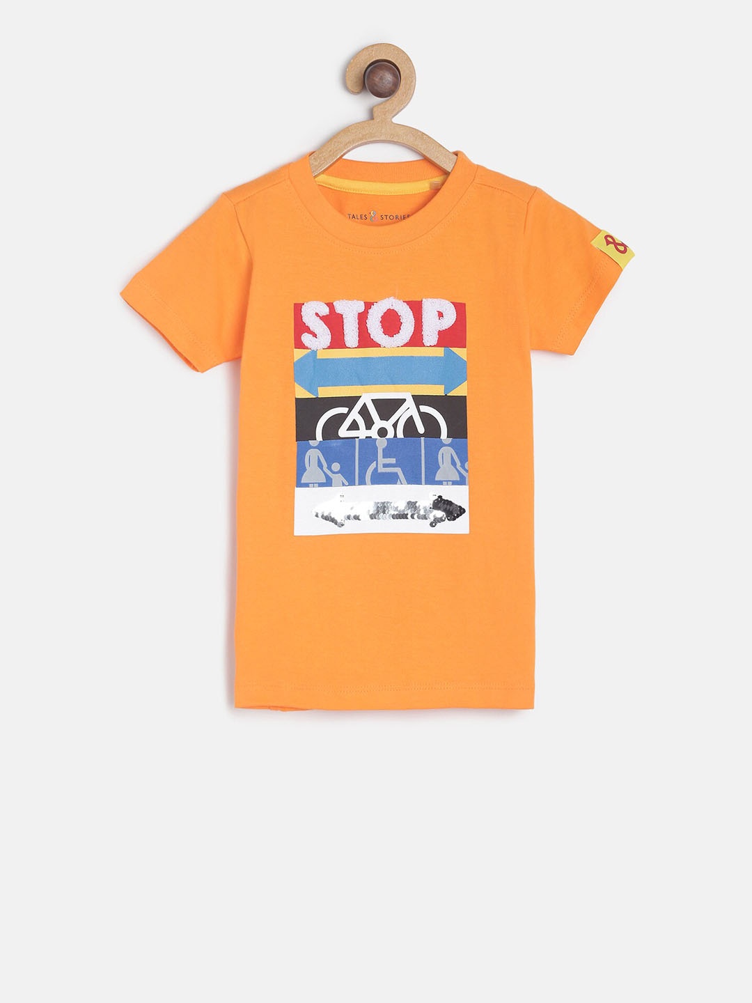 

TALES & STORIES Boys Orange Printed Round Neck T-shirt
