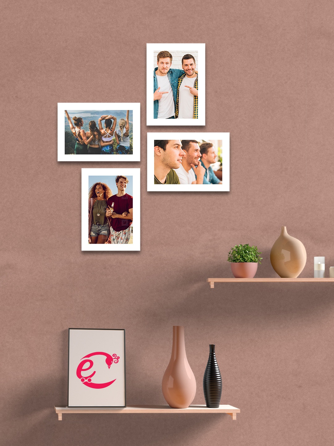 

eCraftIndia Set Of 4 White Solid Memory Wall Collage Photo Frames