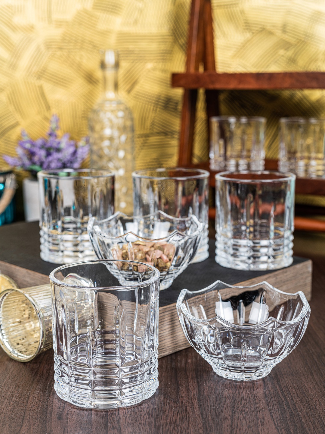 

ROXX 8 Pieces Cherry Serving Bowls with Tumblers, Transparent
