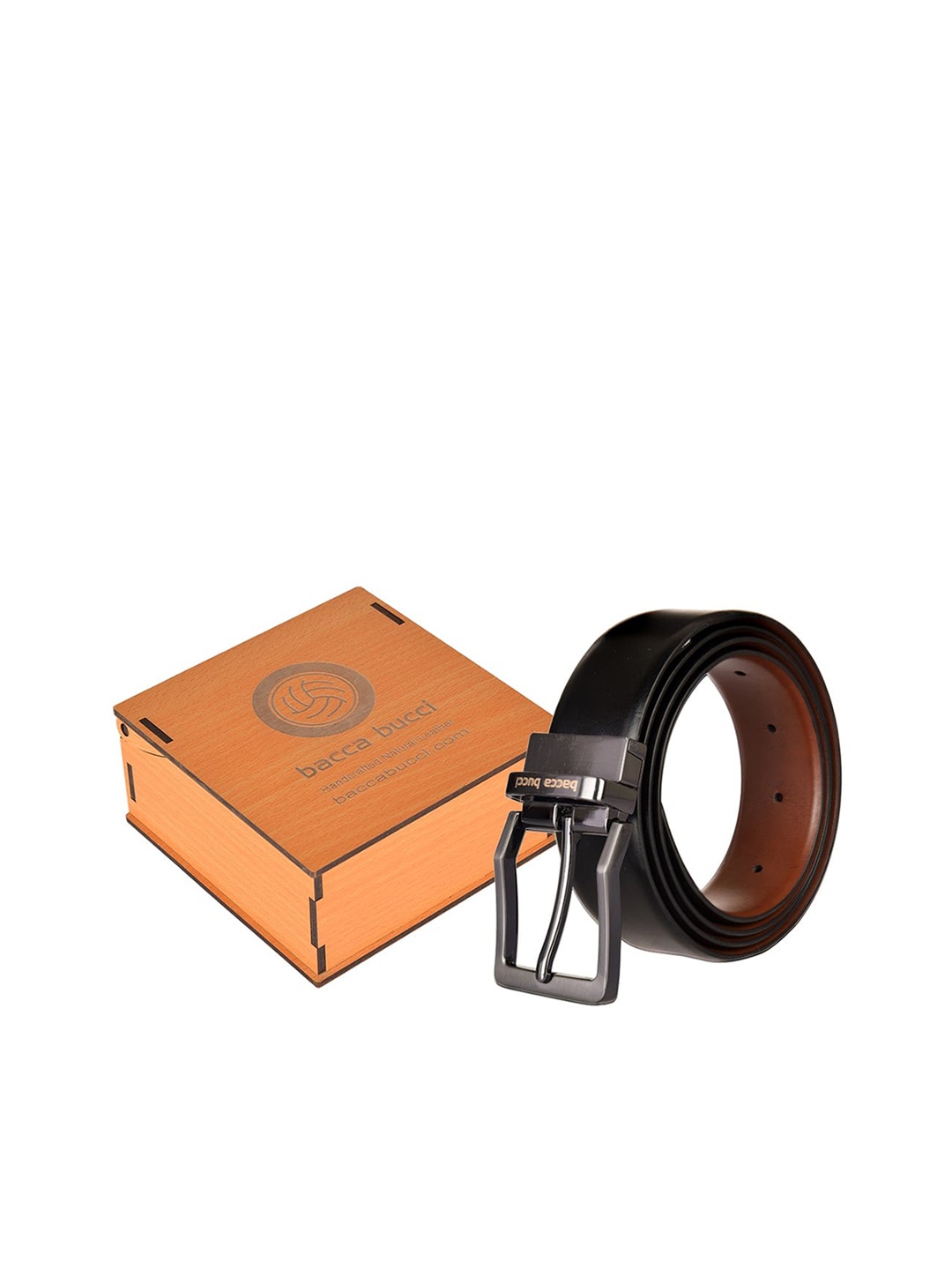 

bacca bucci Men Black & Brown Solid Reversible Leather Belt