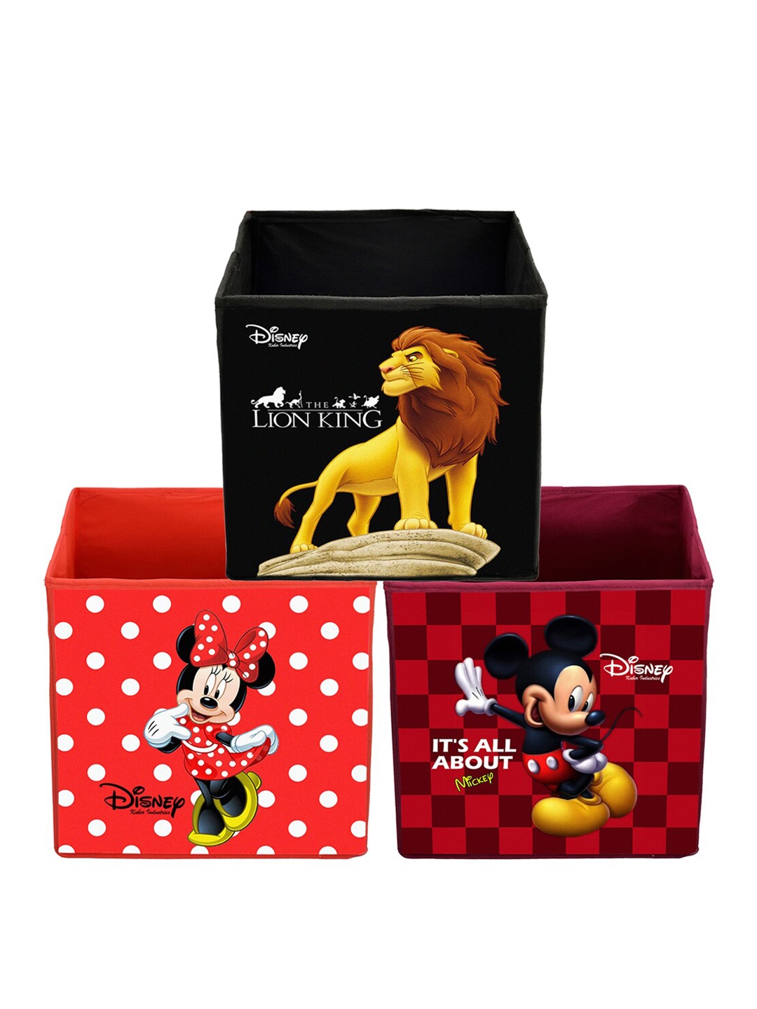 

Kuber Industries Set Of 3 Disney Printed Non-Woven Foldable Storage Boxes, Black
