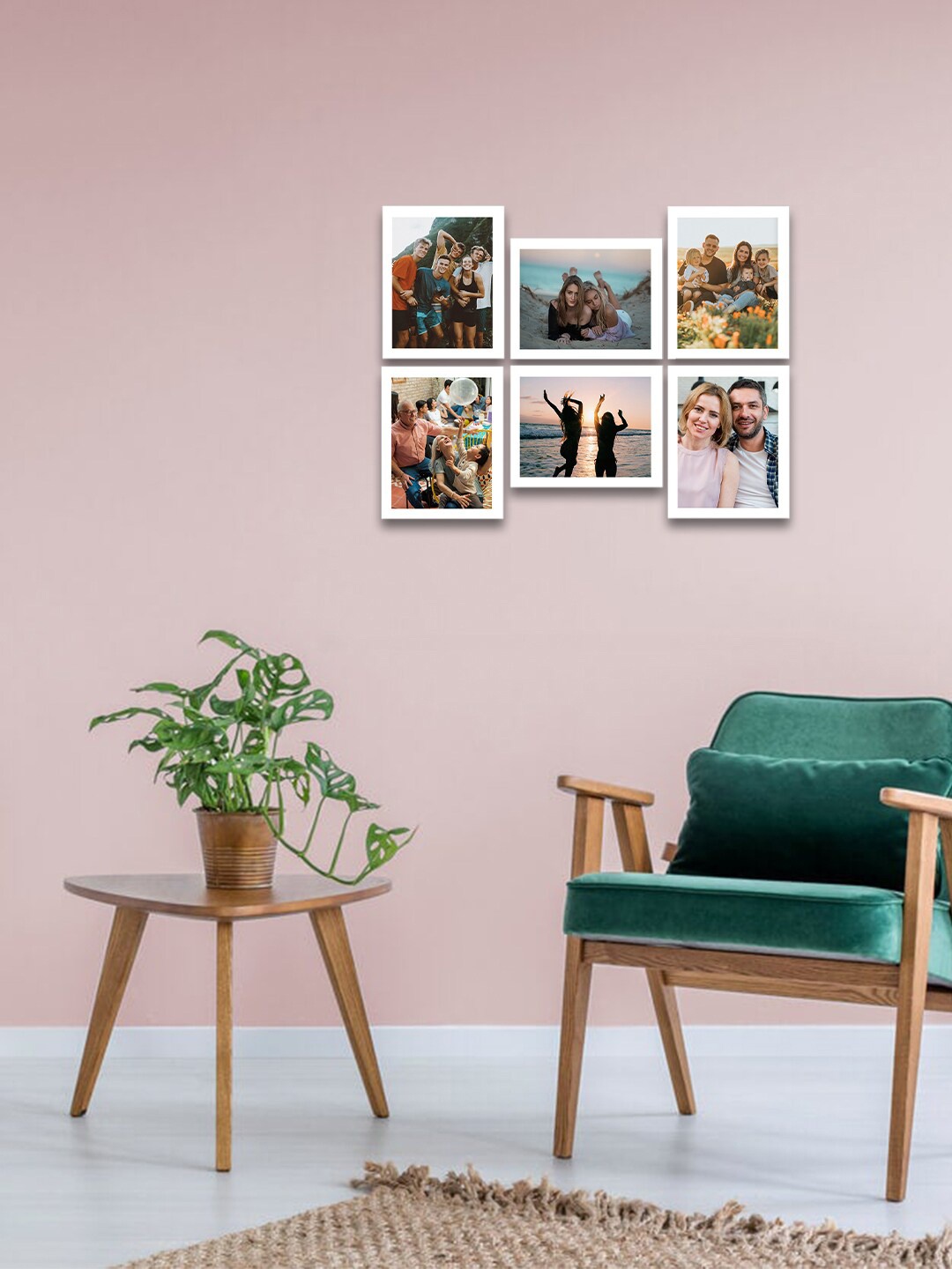 

eCraftIndia Set Of 6 White Solid Memory Wall Collage Photo Frames