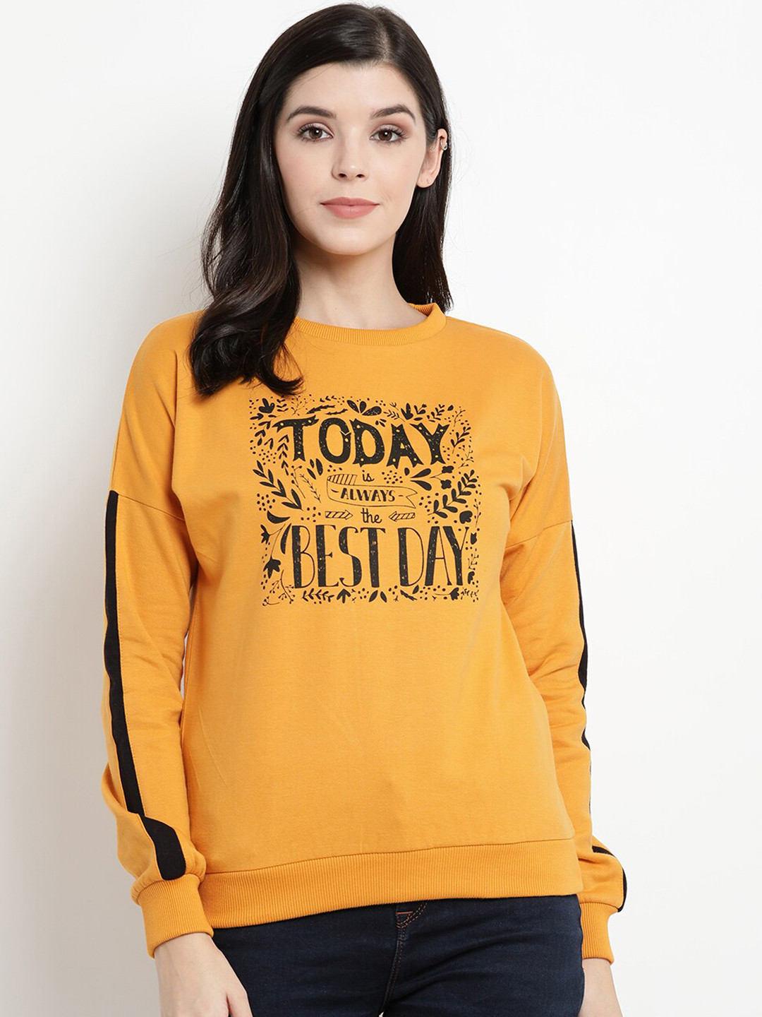 

The Vanca Women Mustard Printed Sweatshirt