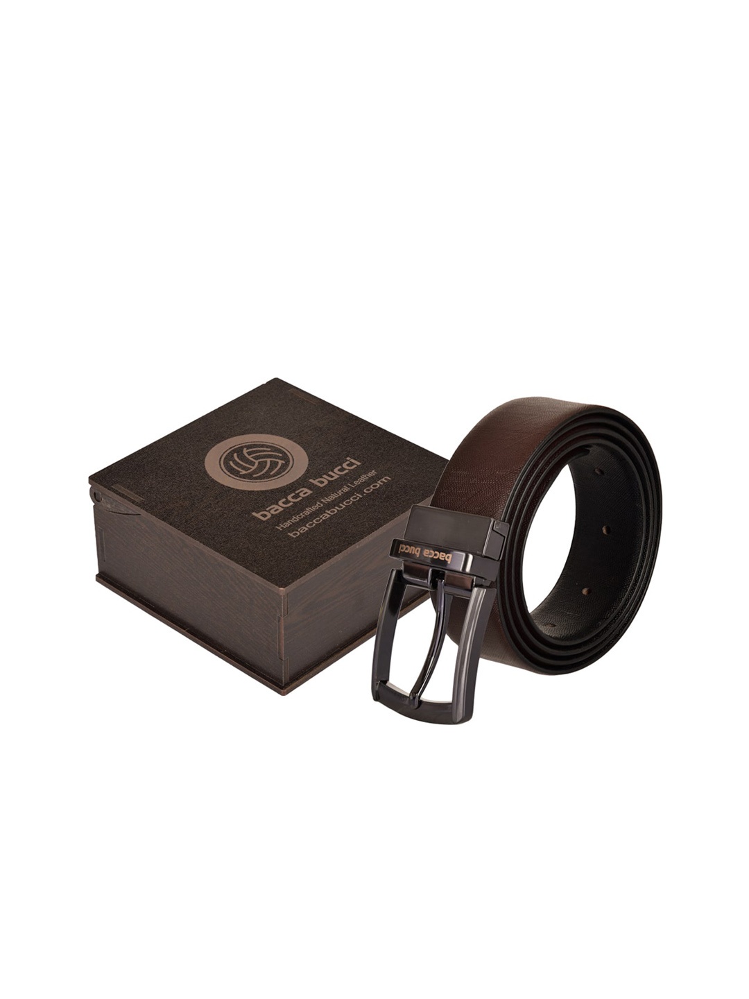 

bacca bucci Men Black & Brown Solid Reversible Leather Belt