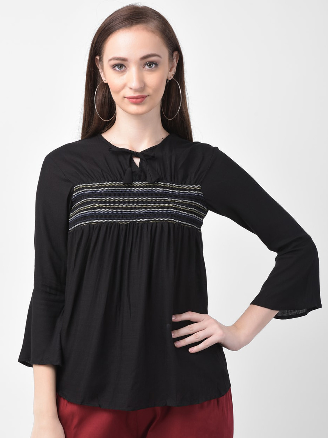 

GRACIT Women Black Striped Top