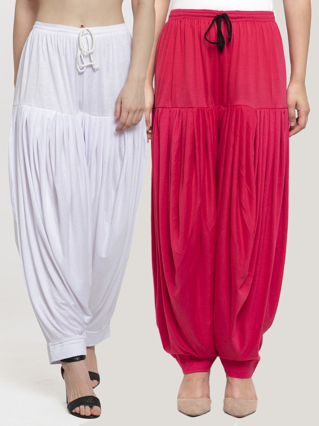 GRACIT Women Pack Of 2 Solid Patiala, White